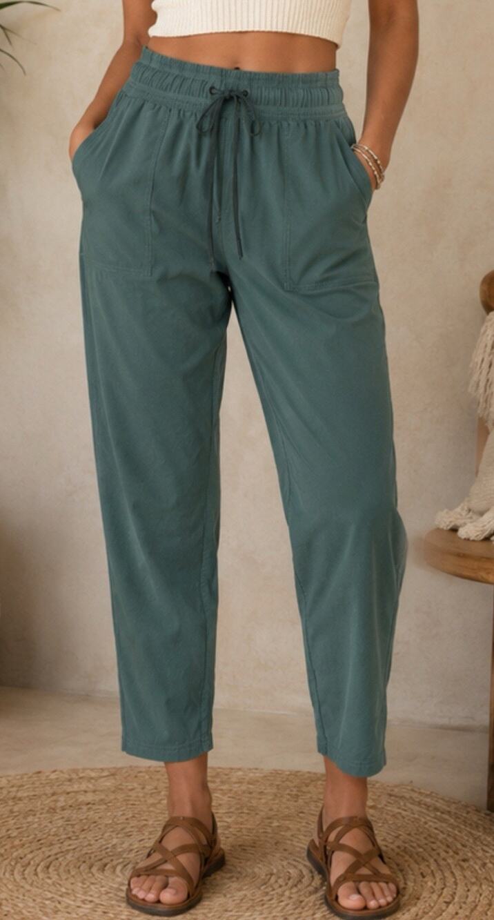 prAna Capri Green Stretch Cropped Hiking Pants Outdoor Active Travel Light XS